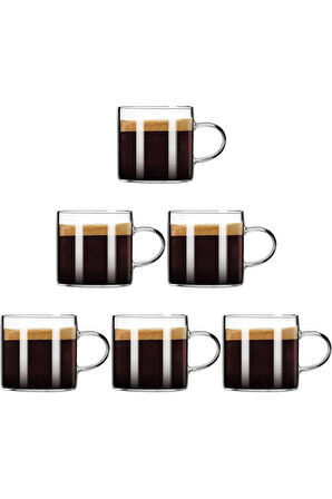 2 Adet Renkli Saplı Espresso Fincan  Isıya Dayanıklı Borosilikat Bardak  Kahve Çay   Kupa (130ml)