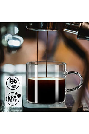 2 Adet Renkli Saplı Espresso Fincan  Isıya Dayanıklı Borosilikat Bardak  Kahve Çay   Kupa (130ml)
