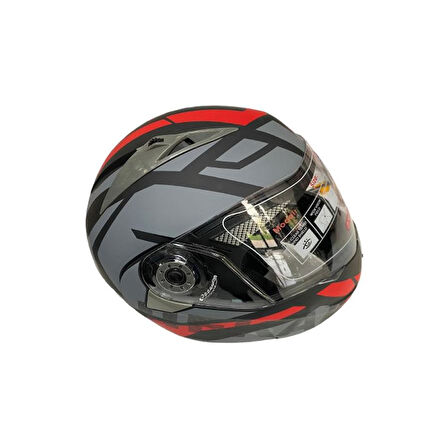 JK20 Çene Açılır Güneş Vizörlü Motosiklet Kaskı Kırmızı XL Beden Baş Çevresi: 61-62CM