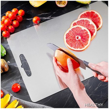 Paslanmaz Çelik 304 Kalite Antibakteriyel Kesme Tahtası Kaymaz Tabanlı 37x29 CM
