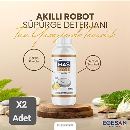 Mas Robot Süpürge Deterjanı Solüsyonu Nergis Kokulu 1000 ML X2 Adet