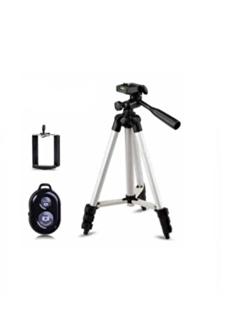 Bluetooth Tripot Profesyonel Fotoğraf Video Çekimi Kumandalı 106 Cm Tripod Telefon Tutucu