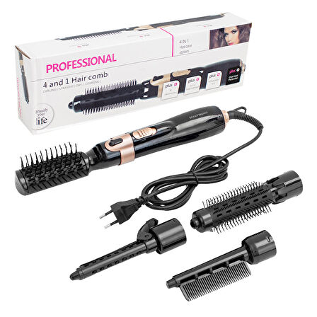 POWERMASTER BDS-1801 4IN1 SAÇ ŞEKİLLENDİRME SETİ (SAÇ FIRÇASI - BİGUDİ-SAÇ MAŞASI-FÖN TARAĞI)