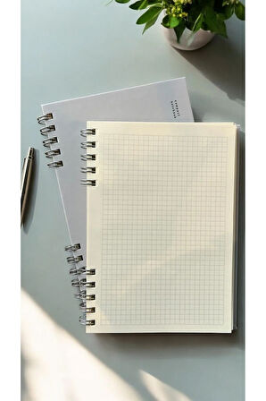 The Notebook Serisi Spiralli 80 Yaprak Kareli A5 Defter (LIGHT GREY KAPAK)