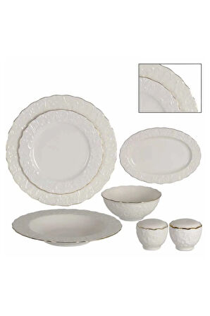 Rosen Yemek Takimi Porselen Cream-Gold 28 Parca KPIP