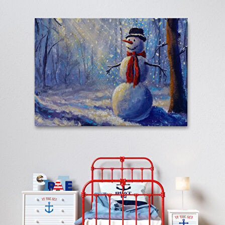 Harita Sepeti Ormanında Güneş Işınlarıyla Aydınlatılan Kardanadam Tablosu-1239