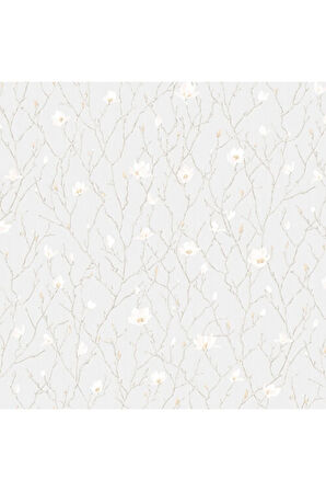 Beyaz Çiçek Desenli  Duvar Kağıdı 16,50 m² Seven 7800-1