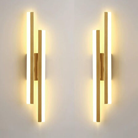 2 ADET Elektrikle Çalışır, 12 Watt , 3000 Kelvin Gün Işığı Led Aplik, İç Merkan Led Duvar Armatürü