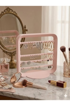 Zarif Modern Küpe Standı, Pembe Takı Düzenleyici, Takı Standı , Küpe askısı , 4 bölmeli Organizer