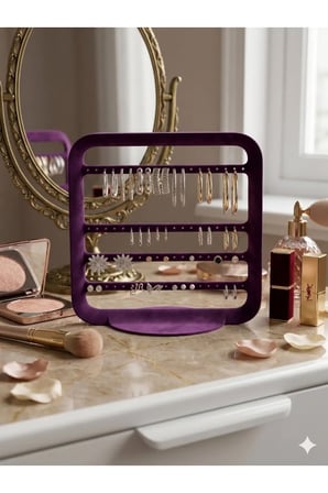 Zarif Modern Küpe Standı, Mor Takı Düzenleyici, Takı Standı , Küpe askısı , 4 bölmeli Organizer