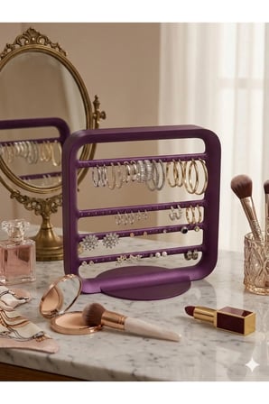 Zarif Modern Küpe Standı, Mor Takı Düzenleyici, Takı Standı , Küpe askısı , 4 bölmeli Organizer