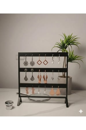 Şık Modern Küpe Standı, Siyah Takı Düzenleyici, Takı Standı , Küpe askısı , 3 bölmeli Organizer