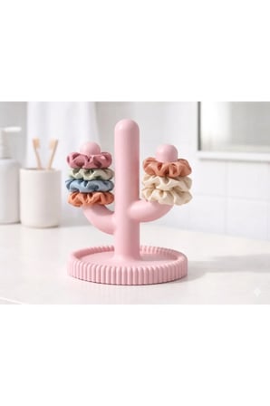 Kaktüs Şeklinde Pembe Saç Tokası Standı, 18 CM Kaktüs Saç Tokası Tutucu