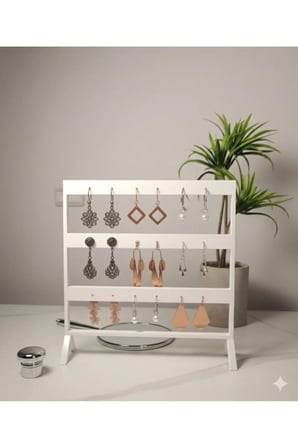 Şık Modern Küpe Standı, Beyaz Takı Düzenleyici, Takı Standı , Küpe askısı , 3 bölmeli Organizer