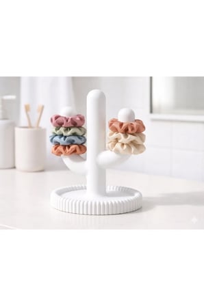 Kaktüs Şeklinde Beyaz Saç Tokası Standı, 18 CM Kaktüs Saç Tokası Tutucu