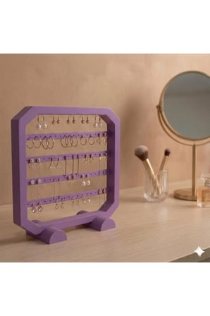 Modern Mor Küpe Standı, Takı Düzenleyici, Takı Standı , Kolye askısı , 4 bölmeli Organizer