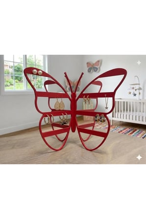 Modern Kırmızı Model Küpe Standı, 108 Delikli Takı Düzenleyici, Takı Standı , 4 bölmeli Küpe Organizer