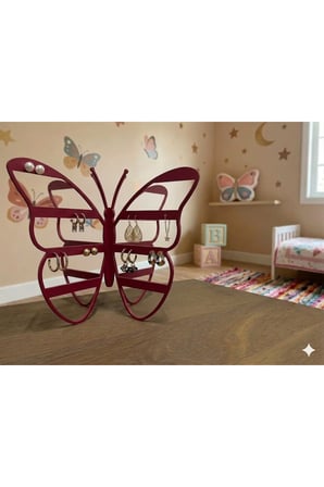 Modern Kırmızı Model Küpe Standı, 108 Delikli Takı Düzenleyici, Takı Standı , 4 bölmeli Küpe Organizer