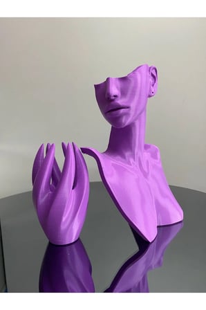 Mor Renk Dekoratif Takı Mankeni ve El 2'li Set Takı Teşhir Standı 21 Cm Takı Organizeri Küpe Kolye