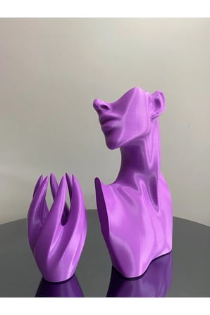 Mor Renk Dekoratif Takı Mankeni ve El 2'li Set Takı Teşhir Standı 23 Cm Takı Organizeri Küpe Kolye