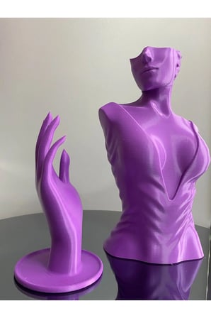 Mor Renk Dekoratif Takı Mankeni ve El 2'li Set Takı Teşhir Standı 30 ve 18 Cm Takı Organizeri Küpe