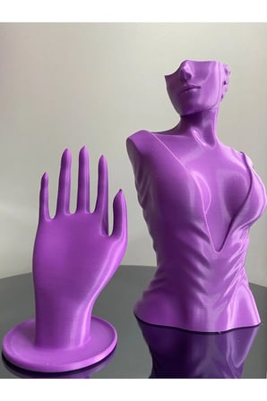 Mor Renk Dekoratif Takı Mankeni ve El 2'li Set Takı Teşhir Standı 30 ve 18 Cm Takı Organizeri Küpe