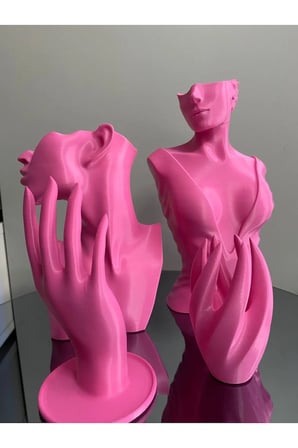 Pembe 4lü Set Dekoratif Takı Organizer Manken Standı Makyaj Mücevher Kolye Tasarım Sergi Yüzük