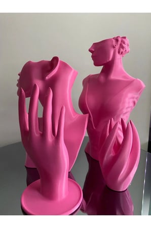 Pembe 4lü Set Dekoratif Takı Organizer Manken Standı Makyaj Mücevher Kolye Tasarım Sergi Yüzük