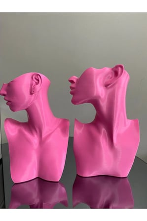 Pembe Renk Dekoratif Takı Mankeni 2'li Set Takı Teşhir Standı 23 ve 21 Cm Takı Organizer Küpe Kolye