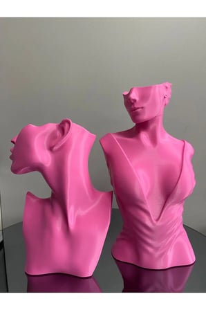 Pembe Renk Dekoratif Takı Mankeni 2'li Set Takı Teşhir Standı 30 ve 23 Cm Takı Organizer Küpe Kolye