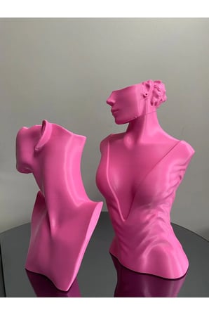 Pembe Renk Dekoratif Takı Mankeni 2'li Set Takı Teşhir Standı 30 ve 23 Cm Takı Organizer Küpe Kolye