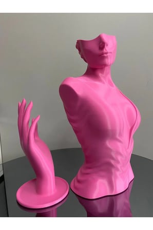 Pembe Renk Dekoratif Takı Mankeni ve El 2'li Set Takı Teşhir Standı 30 ve 18 Cm Takı Organizeri Küpe