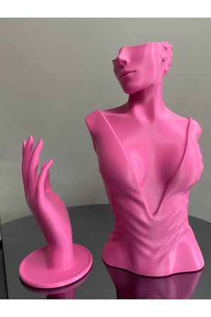 Pembe Renk Dekoratif Takı Mankeni ve El 2'li Set Takı Teşhir Standı 30 ve 18 Cm Takı Organizeri Küpe