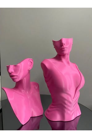 Pembe Renk Dekoratif Takı Mankeni 2'li Set Takı Teşhir Standı 30 ve 21 Cm Takı Organizer Küpe Kolye