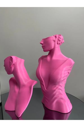 Pembe Renk Dekoratif Takı Mankeni 2'li Set Takı Teşhir Standı 30 ve 21 Cm Takı Organizer Küpe Kolye