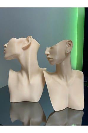2'li Set Bej Dekoratif Takı Mankeni, Takı Teşhir Standı Set, Takı Organizeri, Mücevher