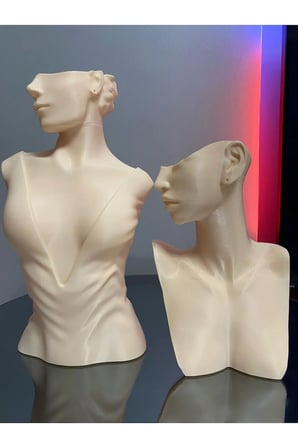 Bej 2'li Manken Set, Dekoratif Takı Mankeni, Takı Standı, Takı Organizeri