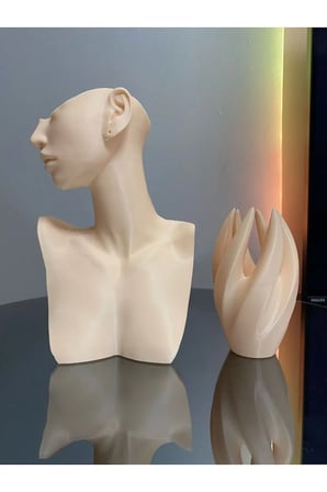 21cm 2'li Set Ten Renk Dekoratif Takı Organizer Mankeni Standı Set Şık Makyaj Mücevher Kolye Sergi