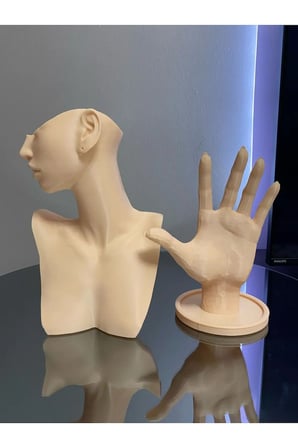 21 cm Bej 2'li Dekoratif Takı Organizer Mankeni Standı Set Şık Makyaj Mücevher Kolye Sergi