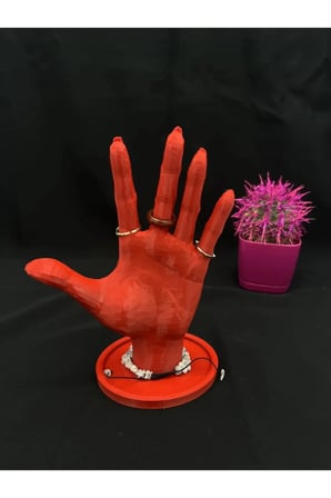 Kırmızı 18 CM Dekoratif Beyaz El Takı Mankeni, Yüzük Standı, Ürün Sergileme Standı, Organizer