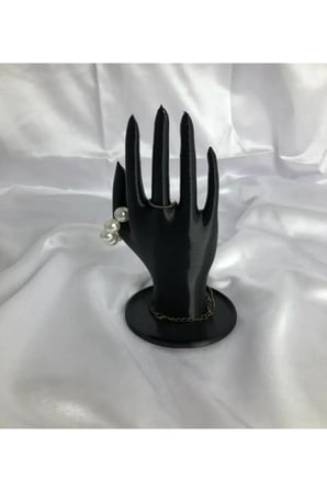 Siyah 18 CM Dekoratif Beyaz El Takı Mankeni, Yüzük Standı, Ürün Sergileme Standı, Organizer