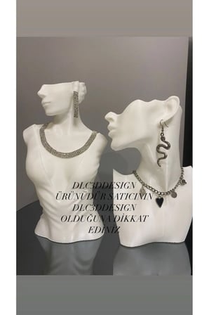 2'li Manken Set, Dekoratif Takı Mankeni, Takı Standı, Takı Organizeri,  Kolye Küpe Sergileme Standı