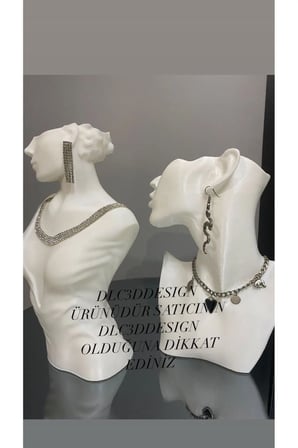 2'li Manken Set, Dekoratif Takı Mankeni, Takı Standı, Takı Organizeri,  Kolye Küpe Sergileme Standı
