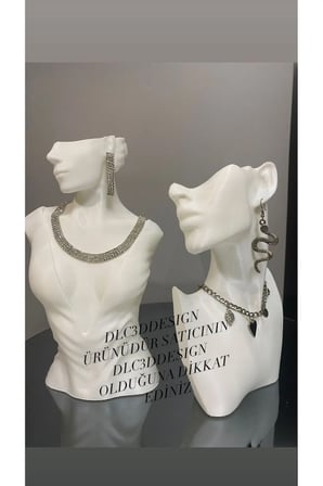 2'li Manken Set, Dekoratif Takı Mankeni, Takı Standı, Takı Organizeri,  Kolye Küpe Sergileme Standı