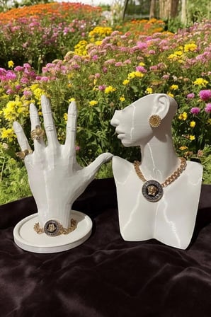 21cm Dekoratif Takı Organizer Mankeni Standı Set Şık Makyaj Mücevher Kolye Sergi Yüzük Manken