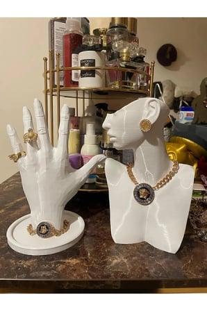 21cm Dekoratif Takı Organizer Mankeni Standı Set Şık Makyaj Mücevher Kolye Sergi Yüzük Manken