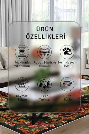 Yıkanabilir Kaymaz Taban Dijital Baskılı Halı ve Yolluk – Leke Tutmaz Salon & Mutfak Halısı