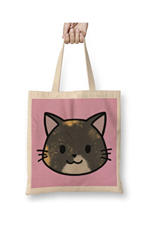 Cute Ginger Cat Alice The Tortie Kedi Beyaz Bez Çanta Uzun Saplı Alışveriş Çantası Plaj Çantası