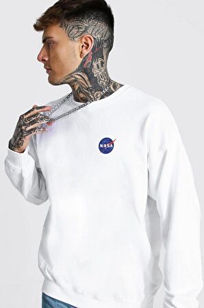 %100 Pamuk Oversize Kalıp Nasa Tasarımlı Unisex Sweatshirt