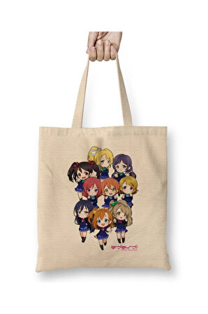 Weaboo Love Live! School Idol Project Beyaz Bez Çanta Uzun Saplı Alışveriş Çantası Plaj Çantası